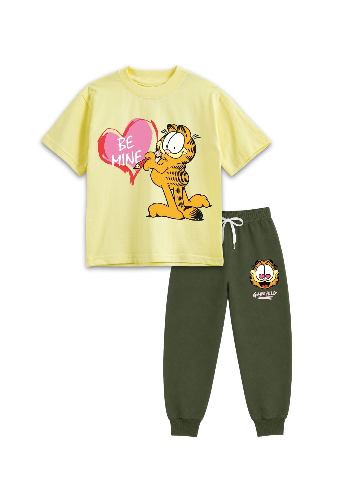 Be Mine Heart Print Kids T-Shirt & Jogger Set – Garfield©