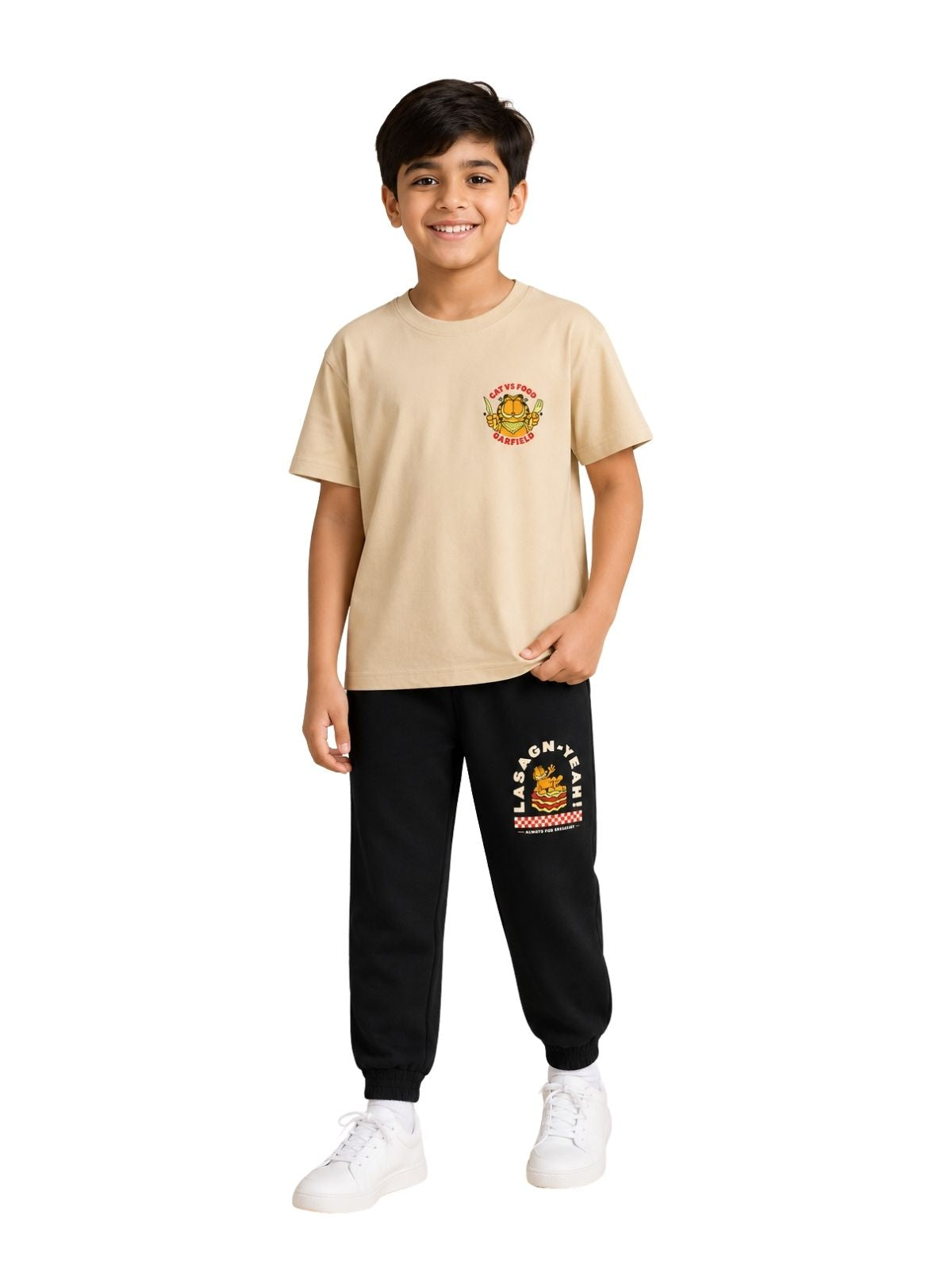Cat vs Food Chest Print Kids T-Shirt & Jogger Set – Garfield©