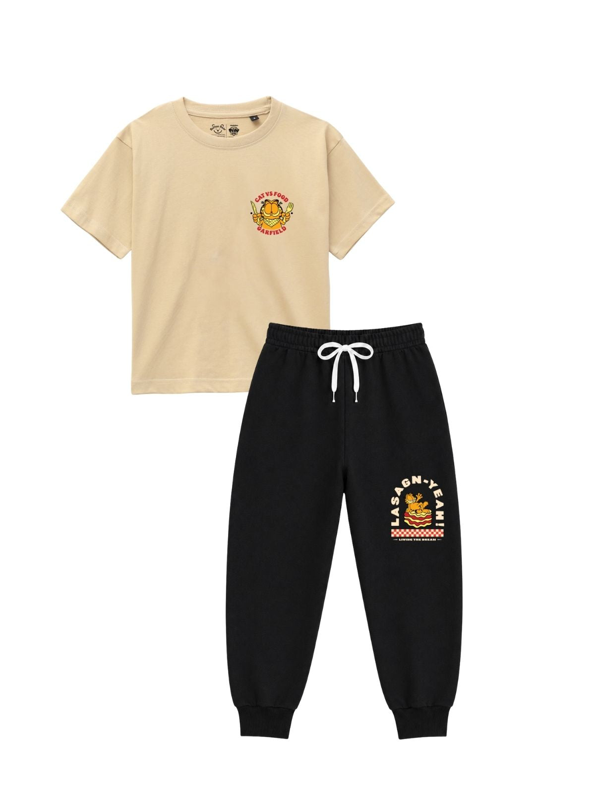 Cat vs Food Chest Print Kids T-Shirt & Jogger Set – Garfield©