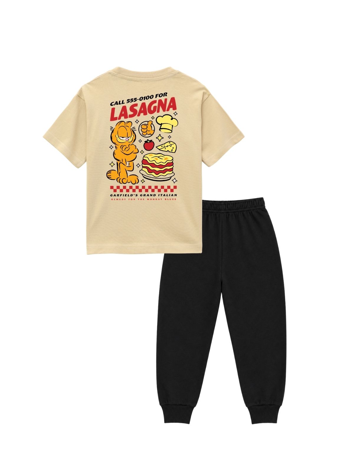 Cat vs Food Chest Print Kids T-Shirt & Jogger Set – Garfield©