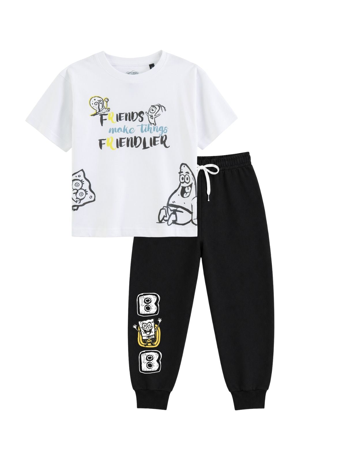 Friends Make Things Friendlier Graphic Kids T-Shirt & Jogger Set – SpongeBob SquarePants©
