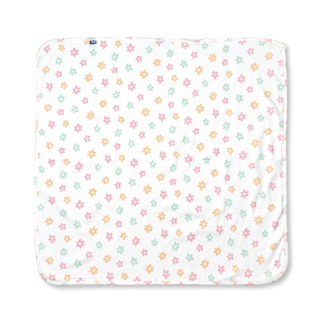 Pink Floral Printed Baby Waffle Hooded Towel