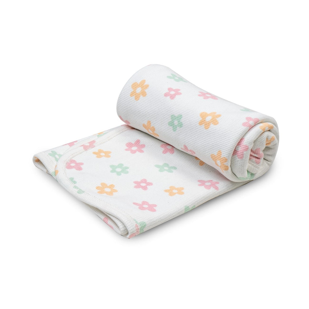 Pink Floral Printed Baby Waffle Hooded Towel