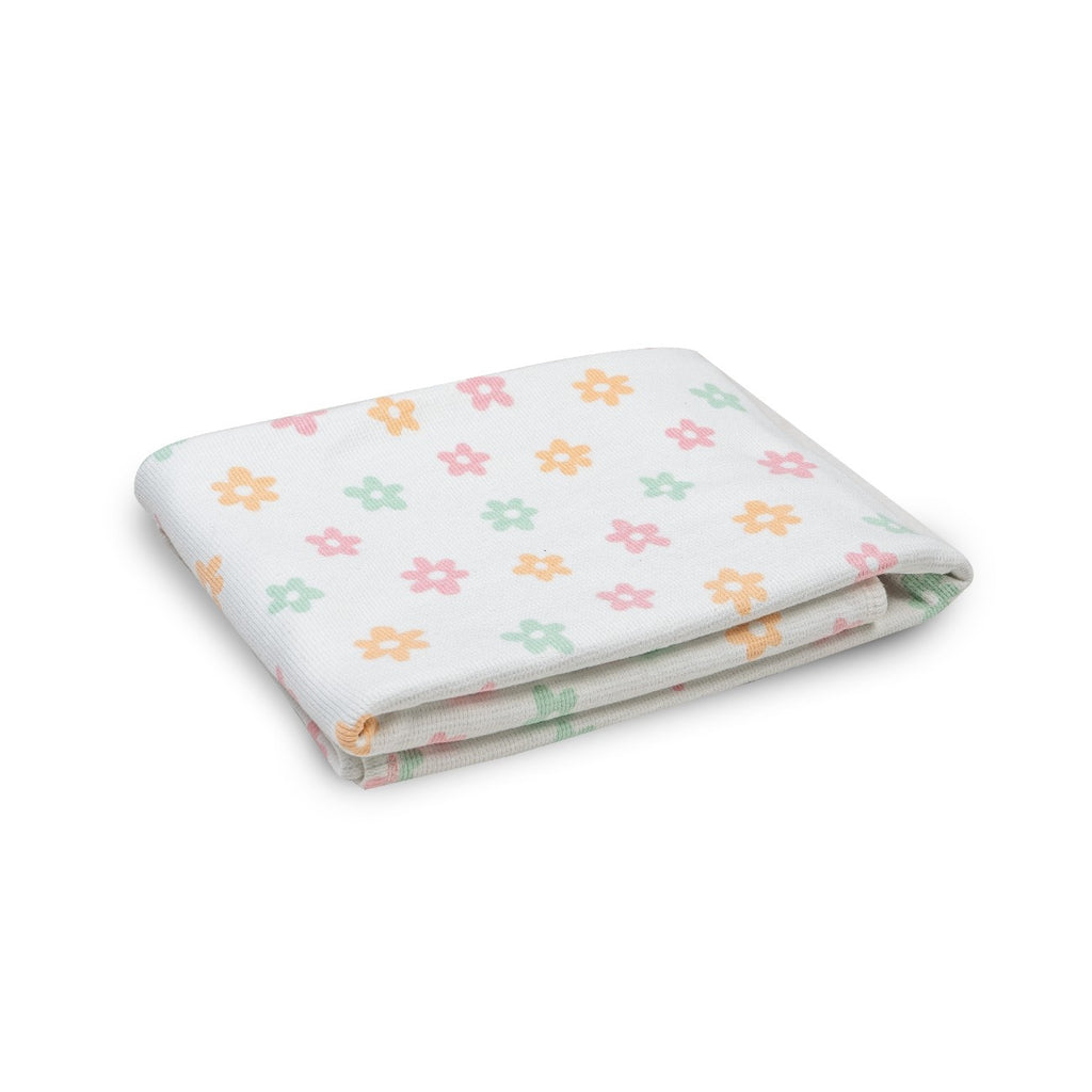 Pink Floral Printed Baby Waffle Hooded Towel