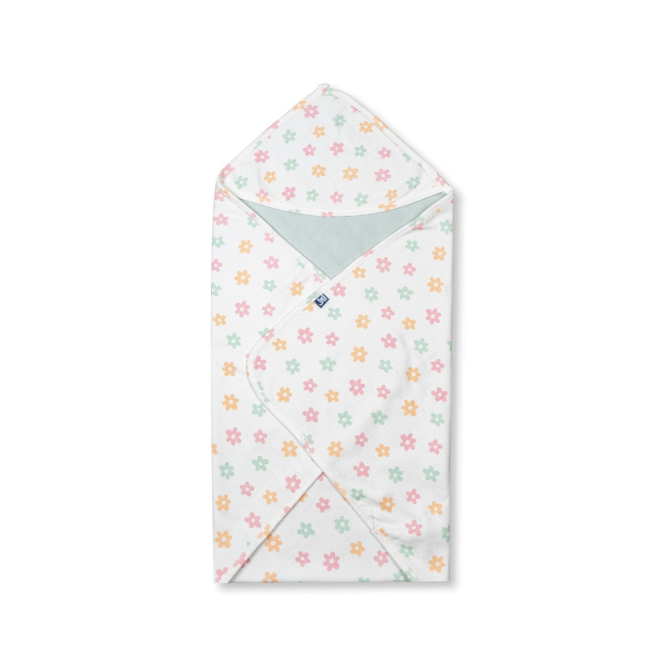 Pink Floral Printed Baby Waffle Hooded Towel