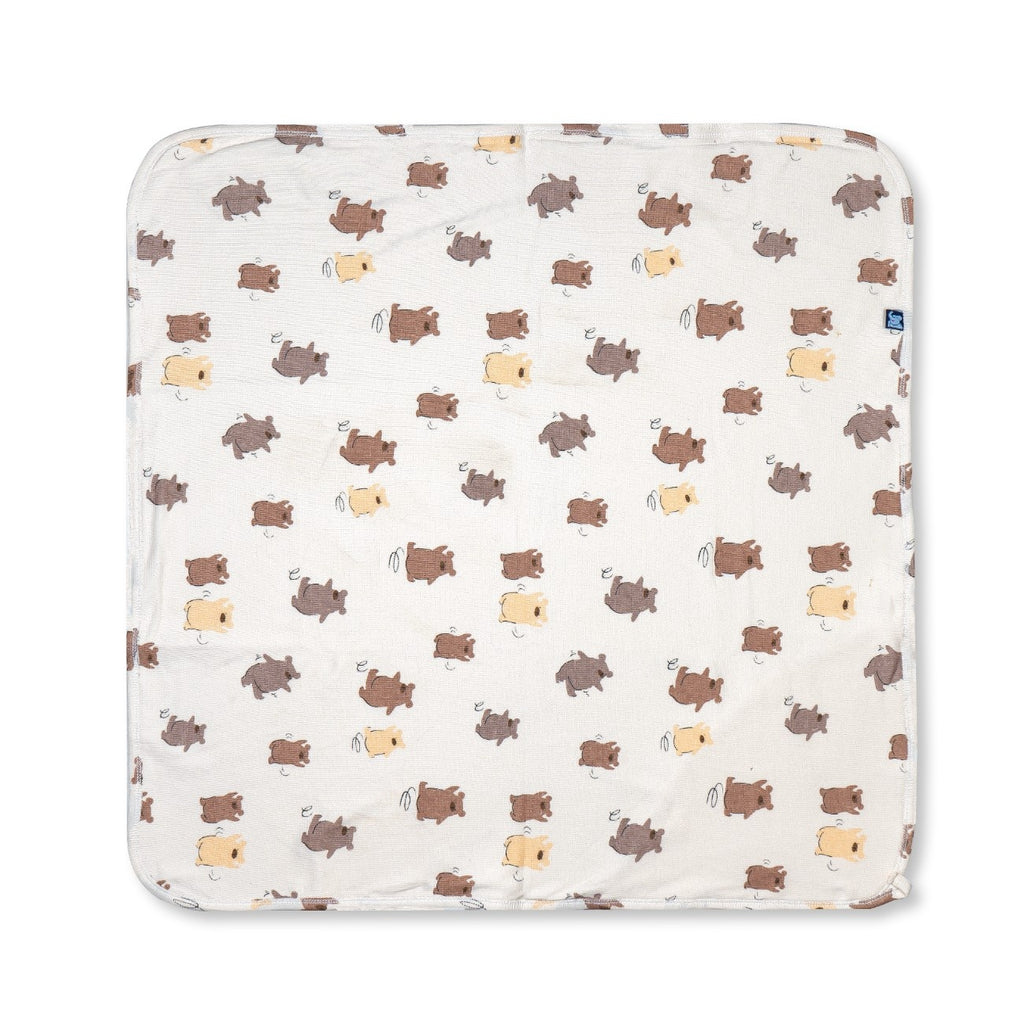 Brown Bear Printed Baby Waffle Hooded Towel