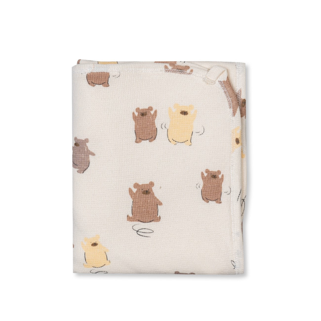 Brown Bear Printed Baby Waffle Hooded Towel