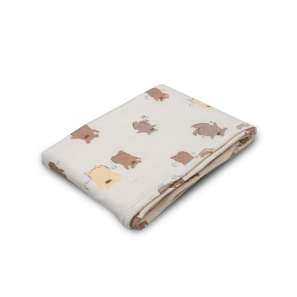 Brown Bear Printed Baby Waffle Hooded Towel