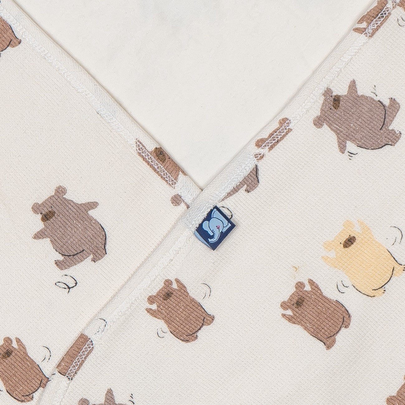 Brown Bear Printed Baby Waffle Hooded Towel