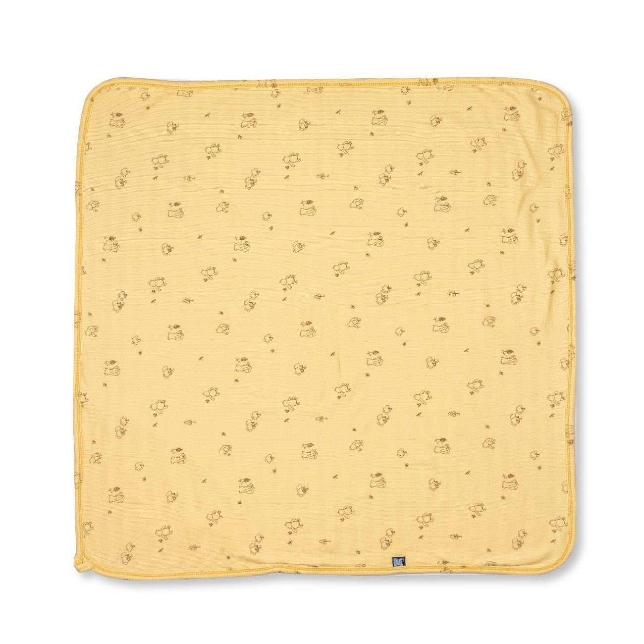 Yellow Teddy Printed Baby Waffle Hooded towel