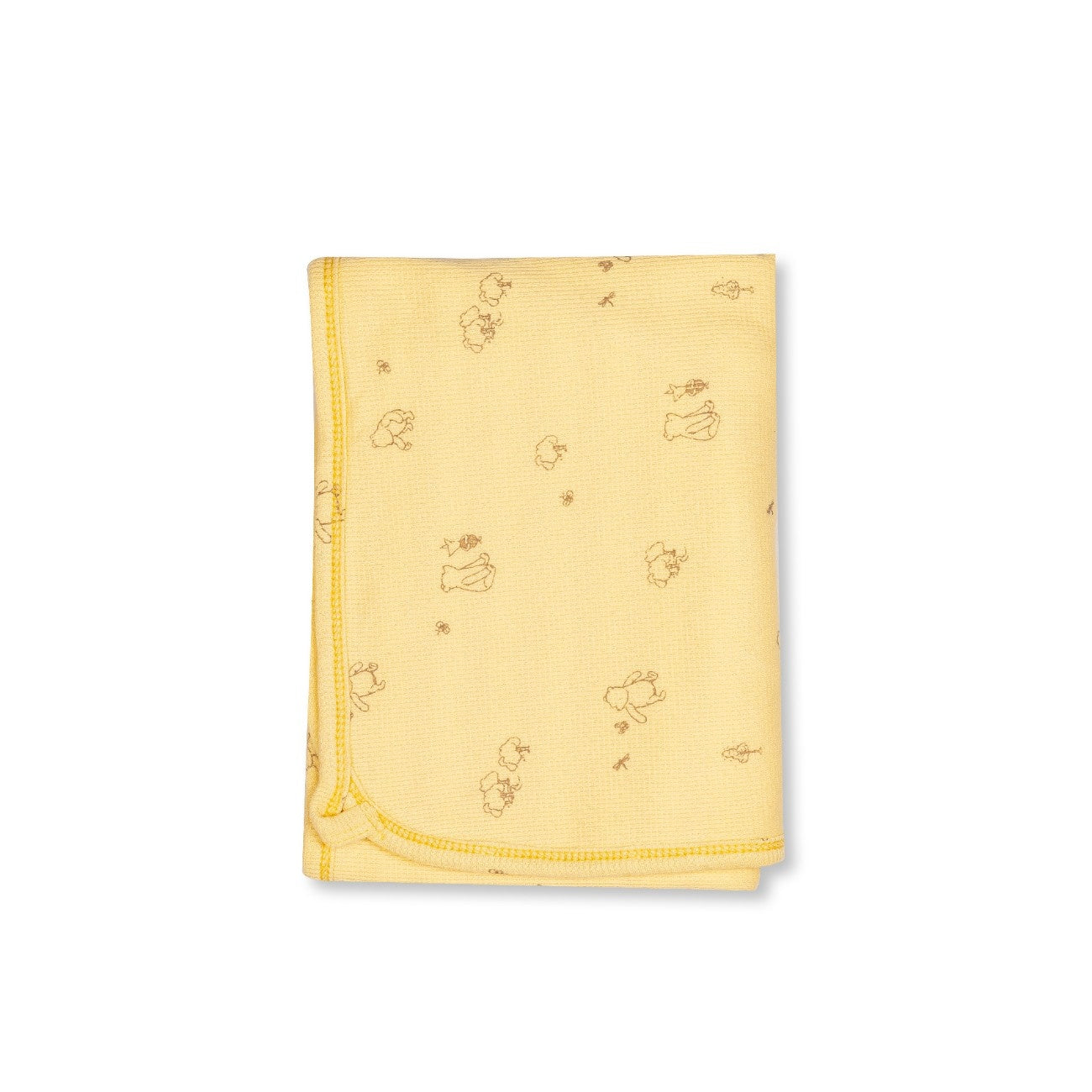 Yellow Teddy Printed Baby Waffle Hooded towel