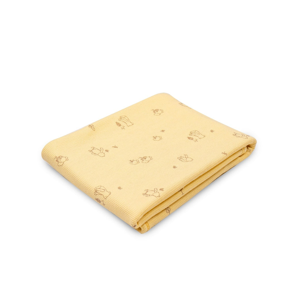 Yellow Teddy Printed Baby Waffle Hooded towel