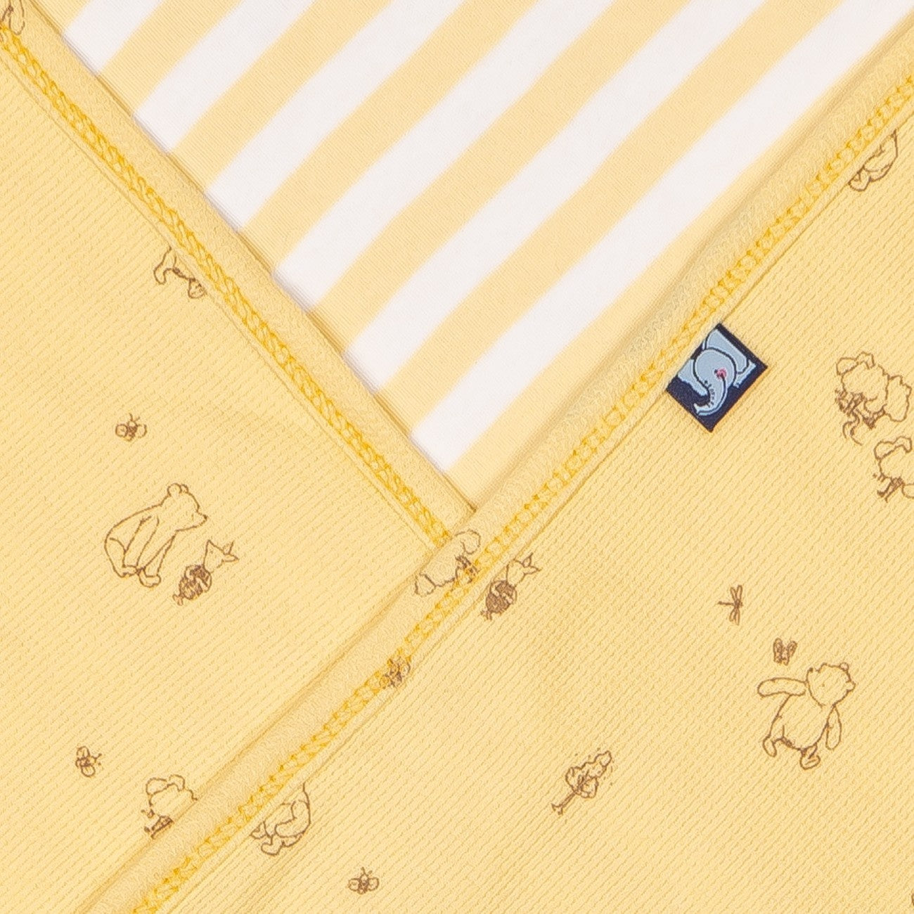 Yellow Teddy Printed Baby Waffle Hooded towel