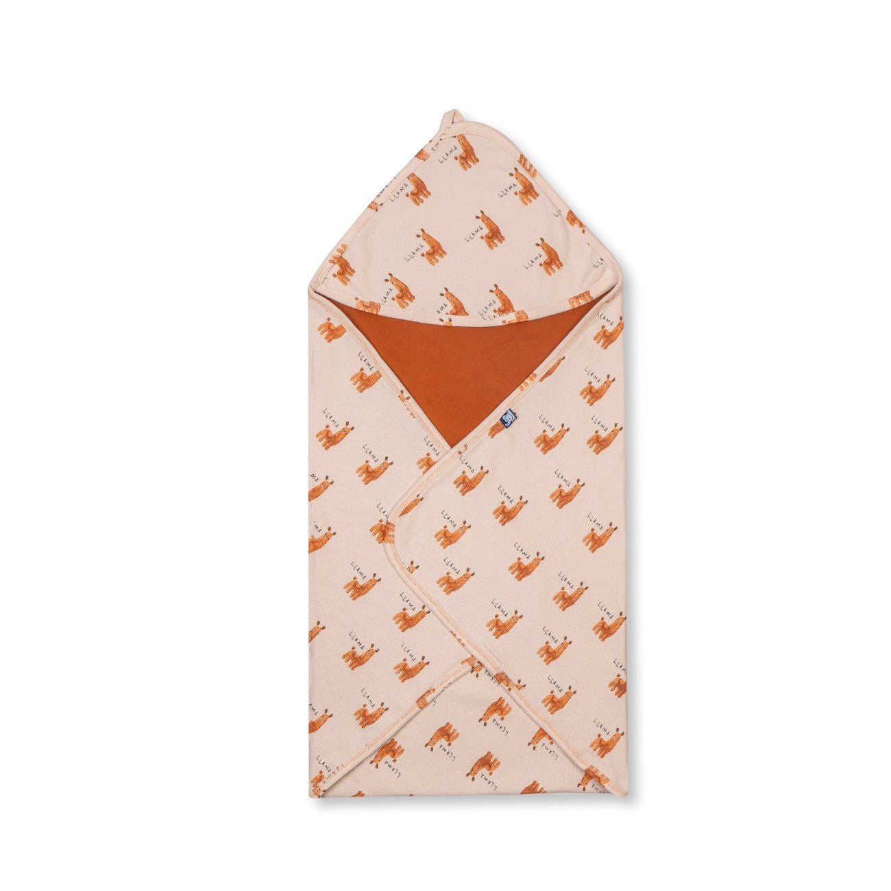 Beige Camel Printed Baby Waffle Hooded Towel
