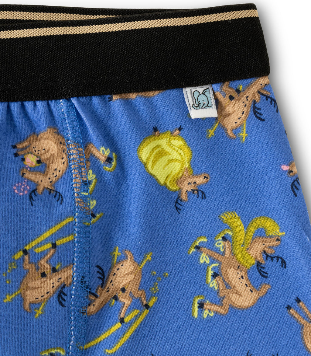 Winter Deer Print Kids Boys Cotton Trunks