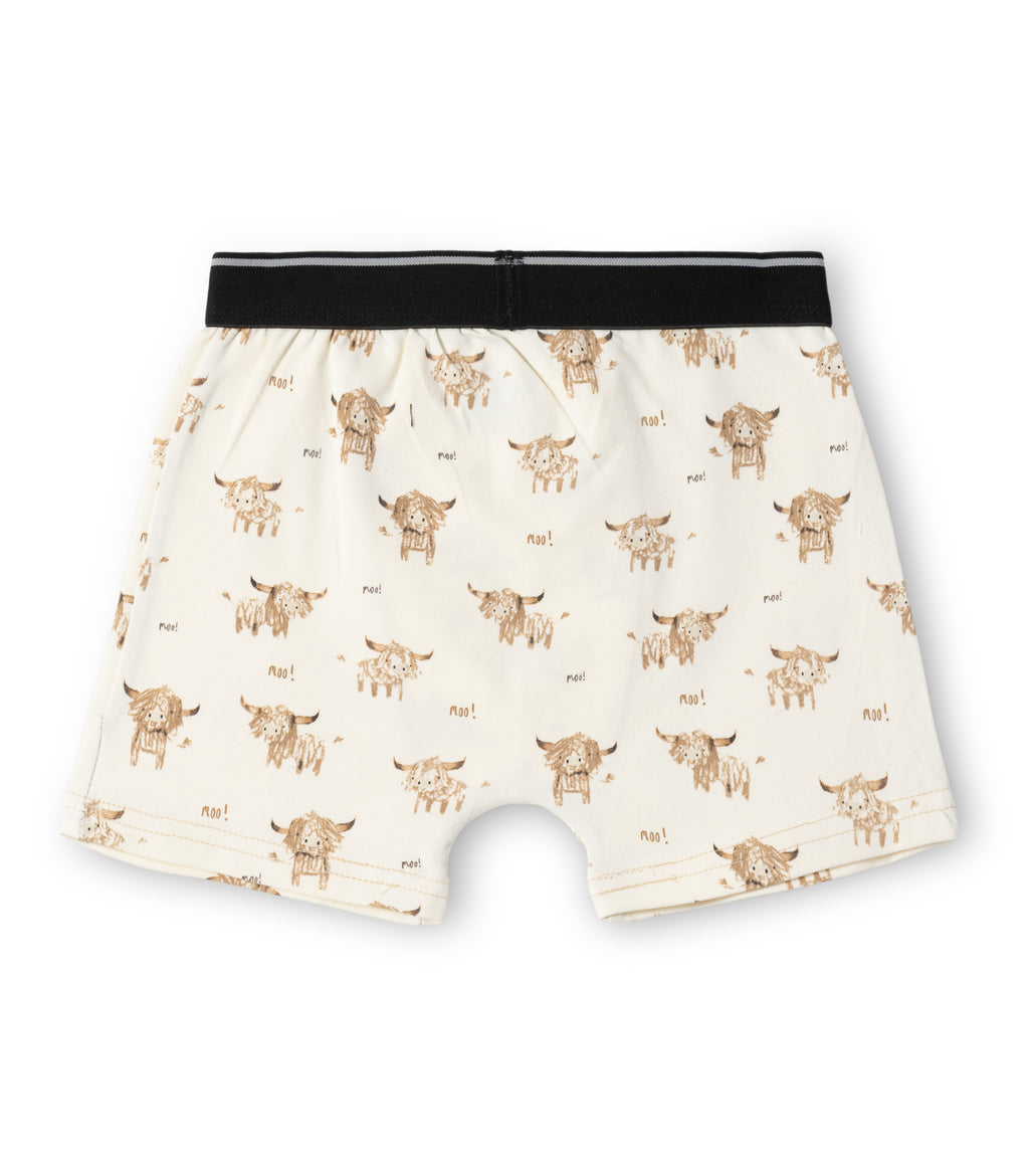 Highland Cow Print Kids Boys Cotton Trunks