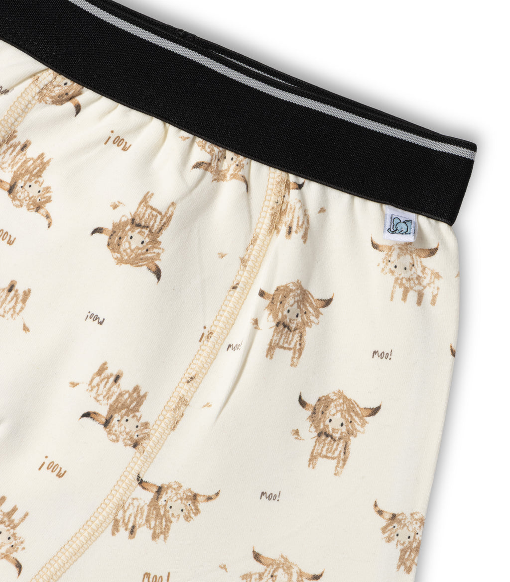 Highland Cow Print Kids Boys Cotton Trunks
