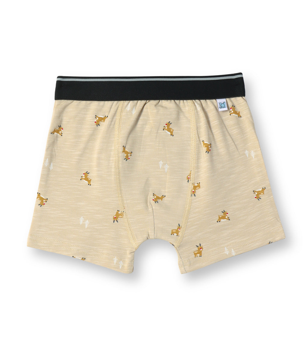 Reindeer Print Kids Boys Cotton Trunks