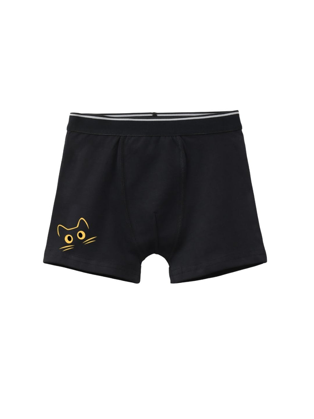 Navy Blue Curious Cat Face Peekaboo Boys Trunks
