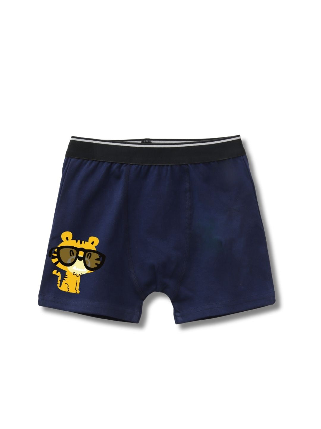 Navy Blue Cool Tiger Wearing Sunglasses Boys Trunks
