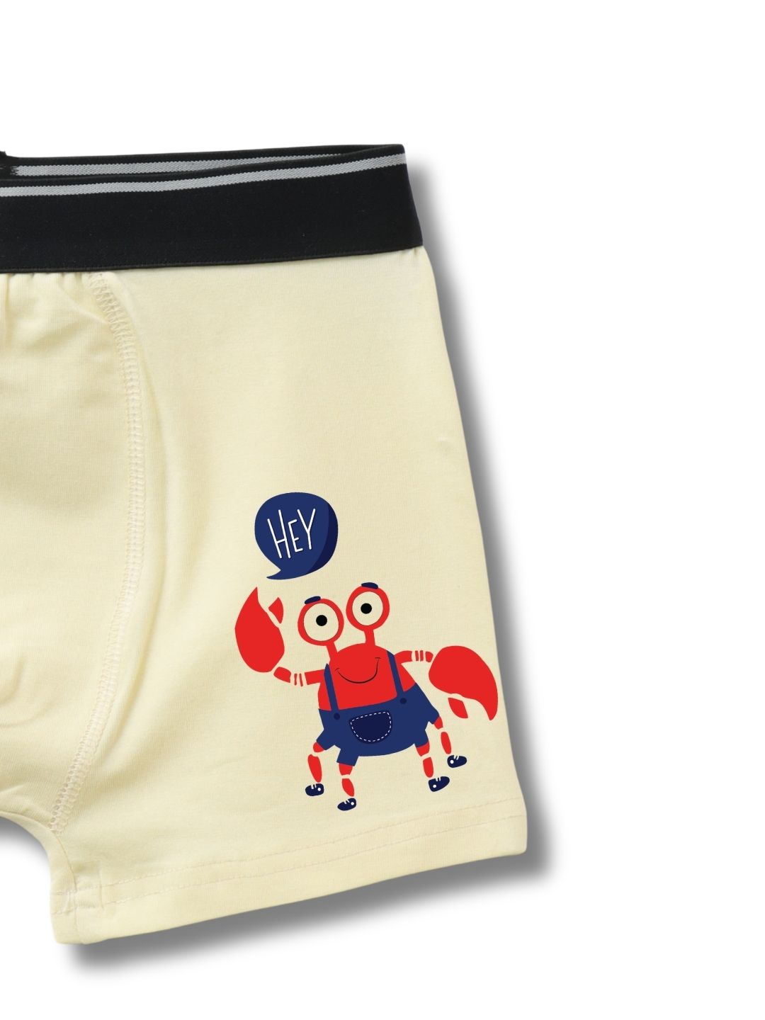 Cream Beige Cute Crab Saying Hey Boys Trunks