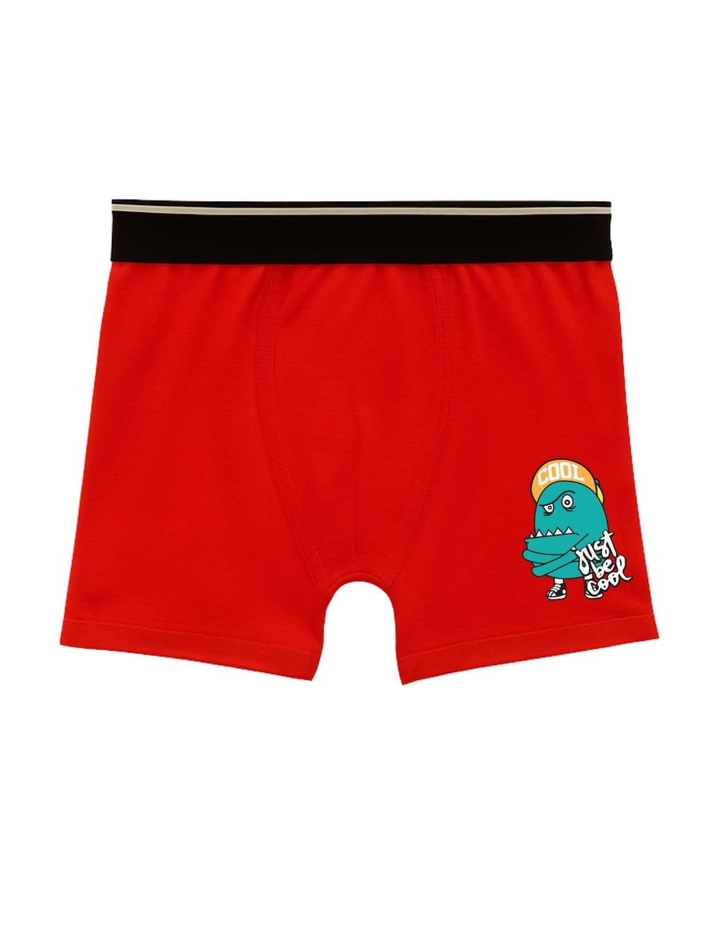 Red Cool Dinosaur "Just Be Cool" Action Boys Trunks