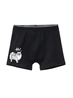 Navy Blue Cute Fluffy Dog Saying Hi Boys Trunks