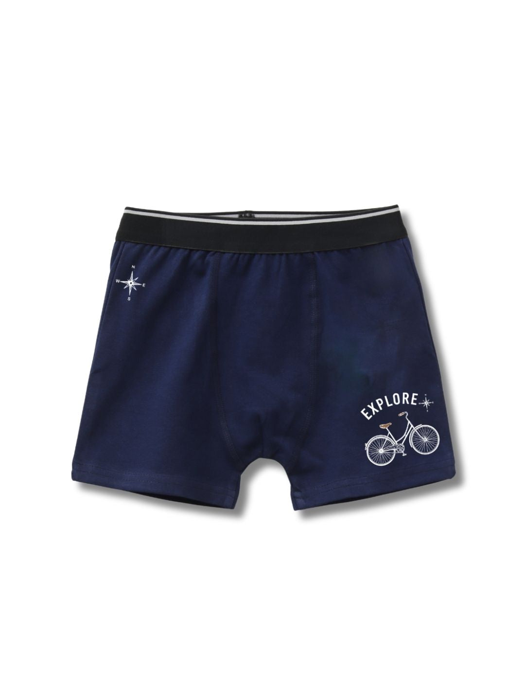 Navy Blue Explore Adventure Bicycle Ride Boys Trunks
