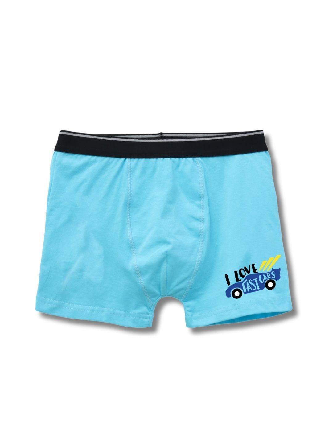 Sky Blue Fast Car Racing Adventure Boys Trunks