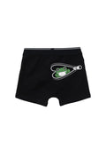 Navy Blue Cute Frog Peeking Through Zipper Boys Trunks