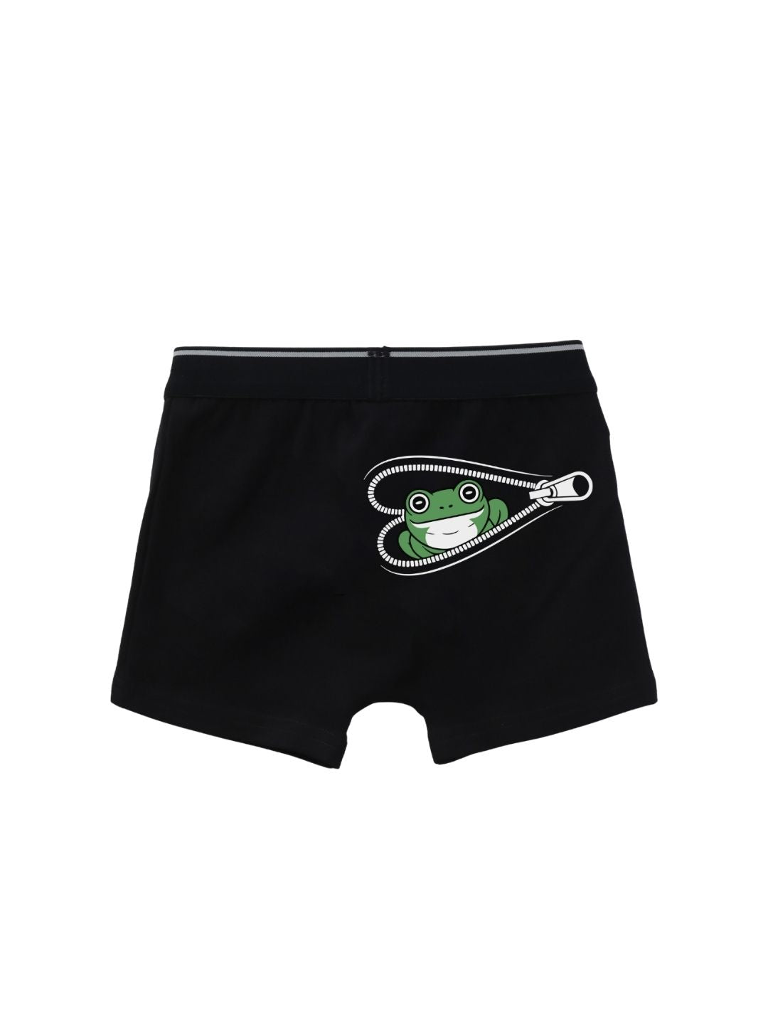 Navy Blue Cute Frog Peeking Through Zipper Boys Trunks