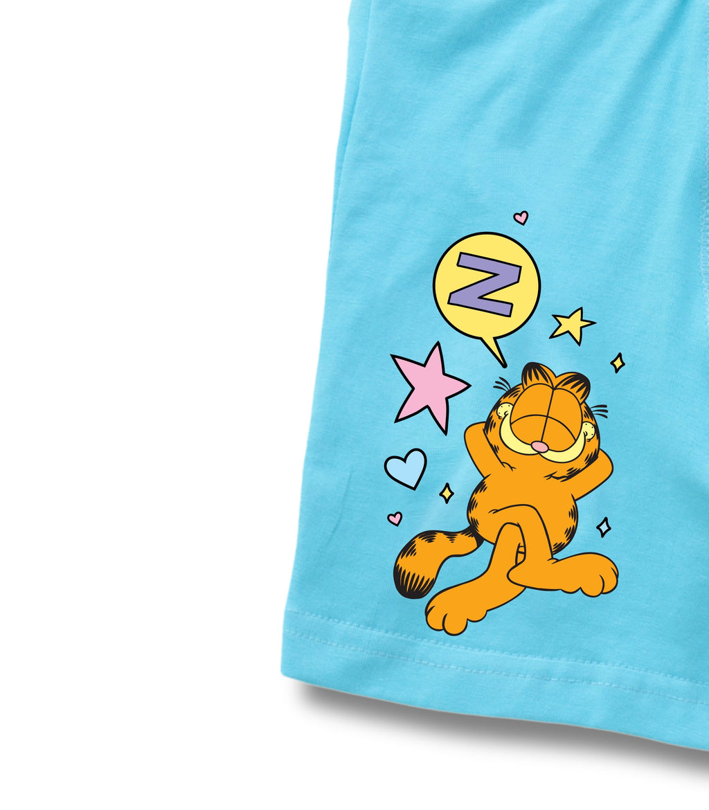 Sky Blue Garfield Sleeping Fun Kids T-Shirt
