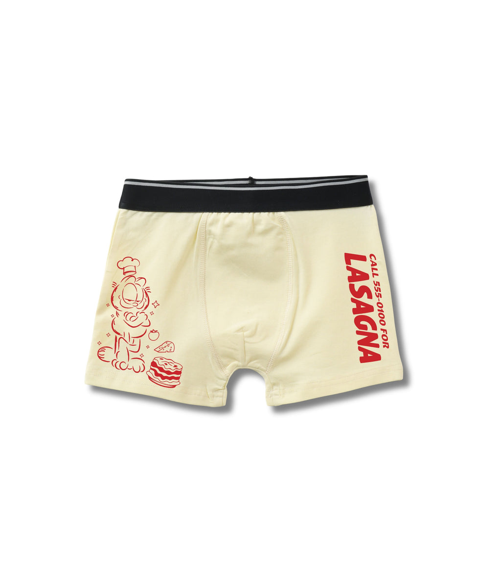 Cream Yellow Garfield Chef Lasagna Lover Boys Trunks