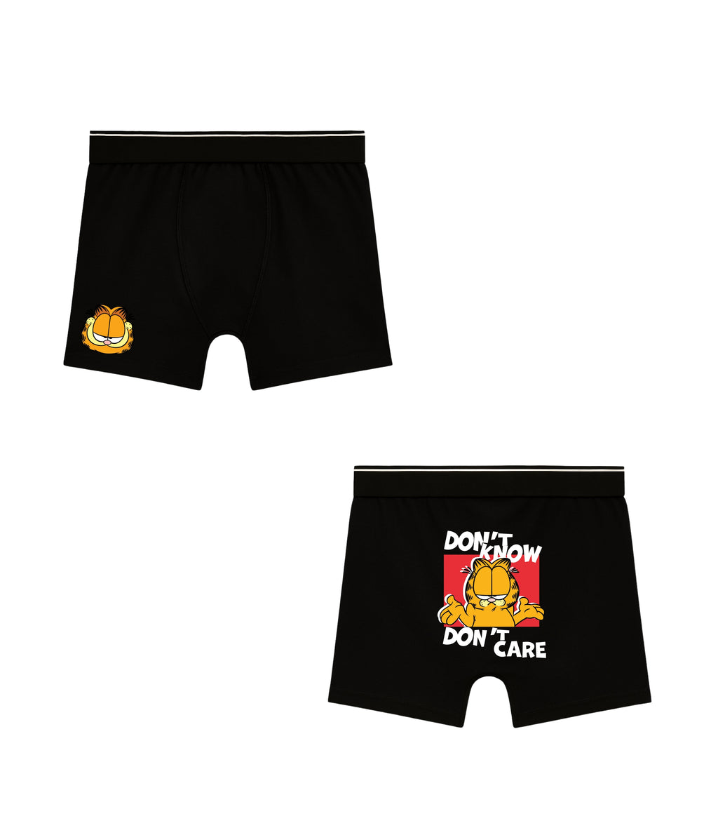 Don't Care Garfield Printed Black Boys Trunks - Garfield©
