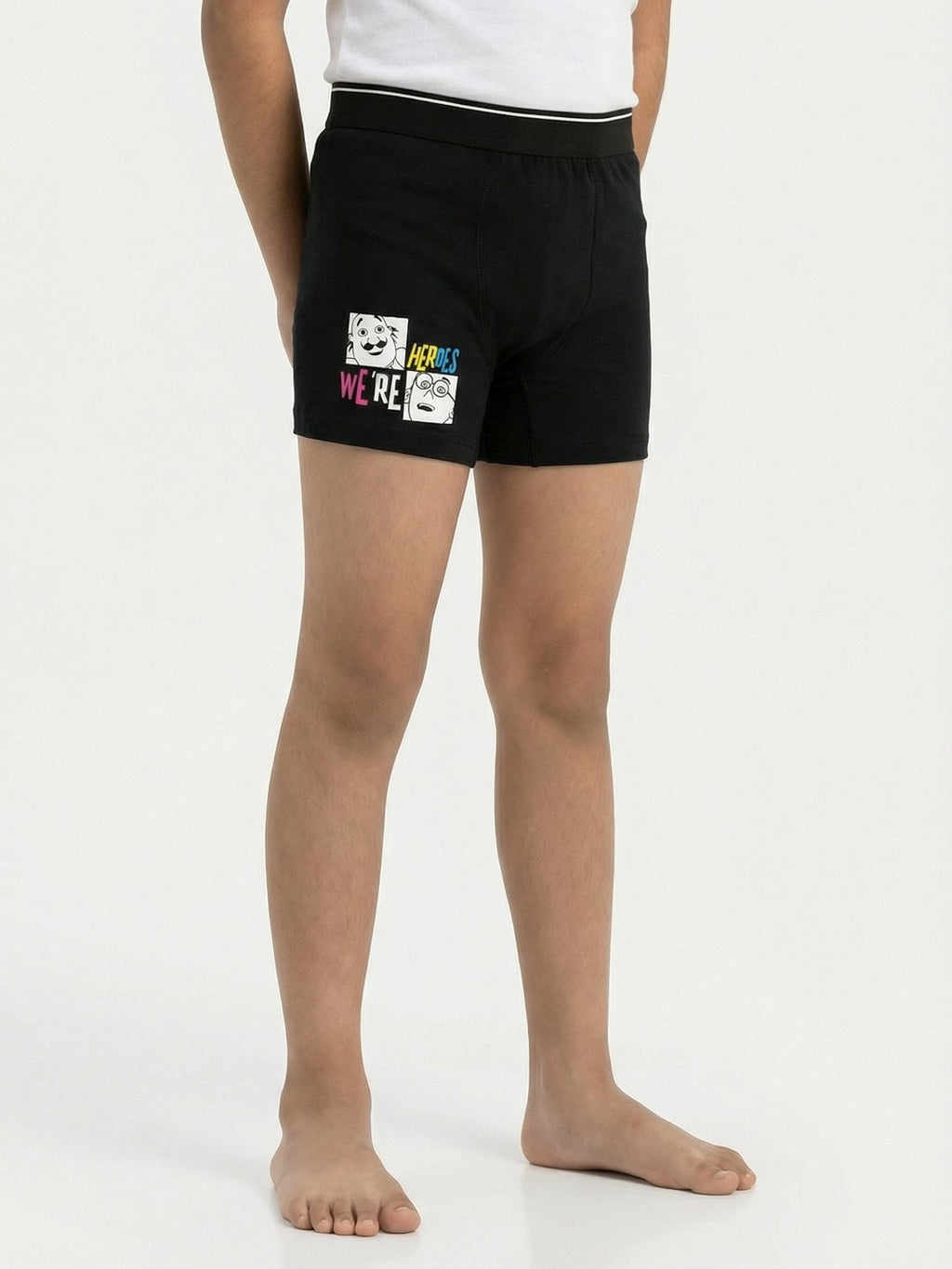 We are Heros Printed Black Boys Trunks - Motu Patlu©