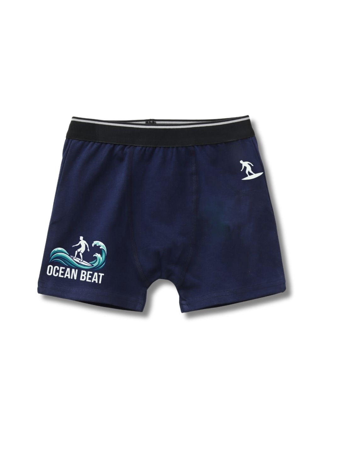 Navy Blue Ocean Beat Surfing Adventure Boys Trunks