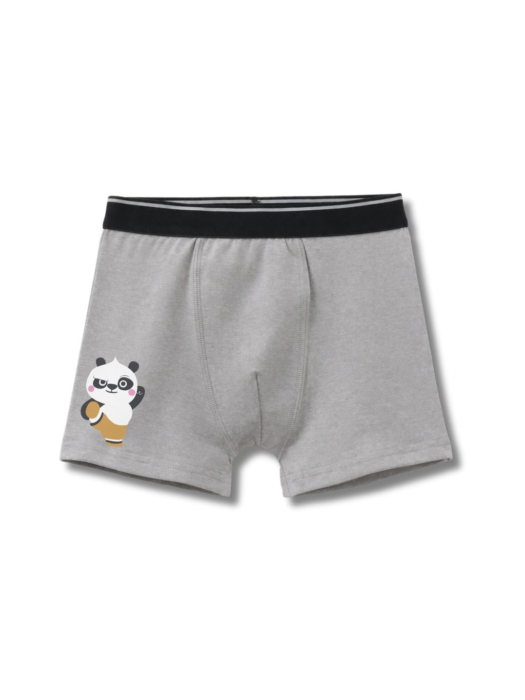 Grey Melange Cute Panda Waving Hello Boys Trunks