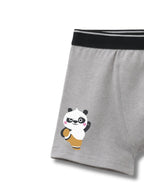 Grey Melange Cute Panda Waving Hello Boys Trunks