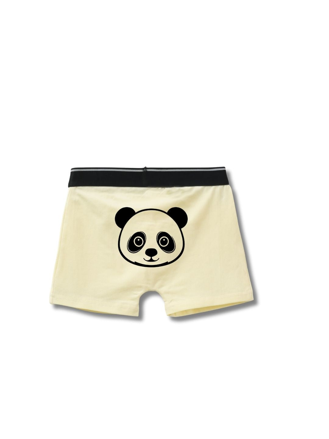 Cream Beige Cute Panda Face Smiling Boys Trunks