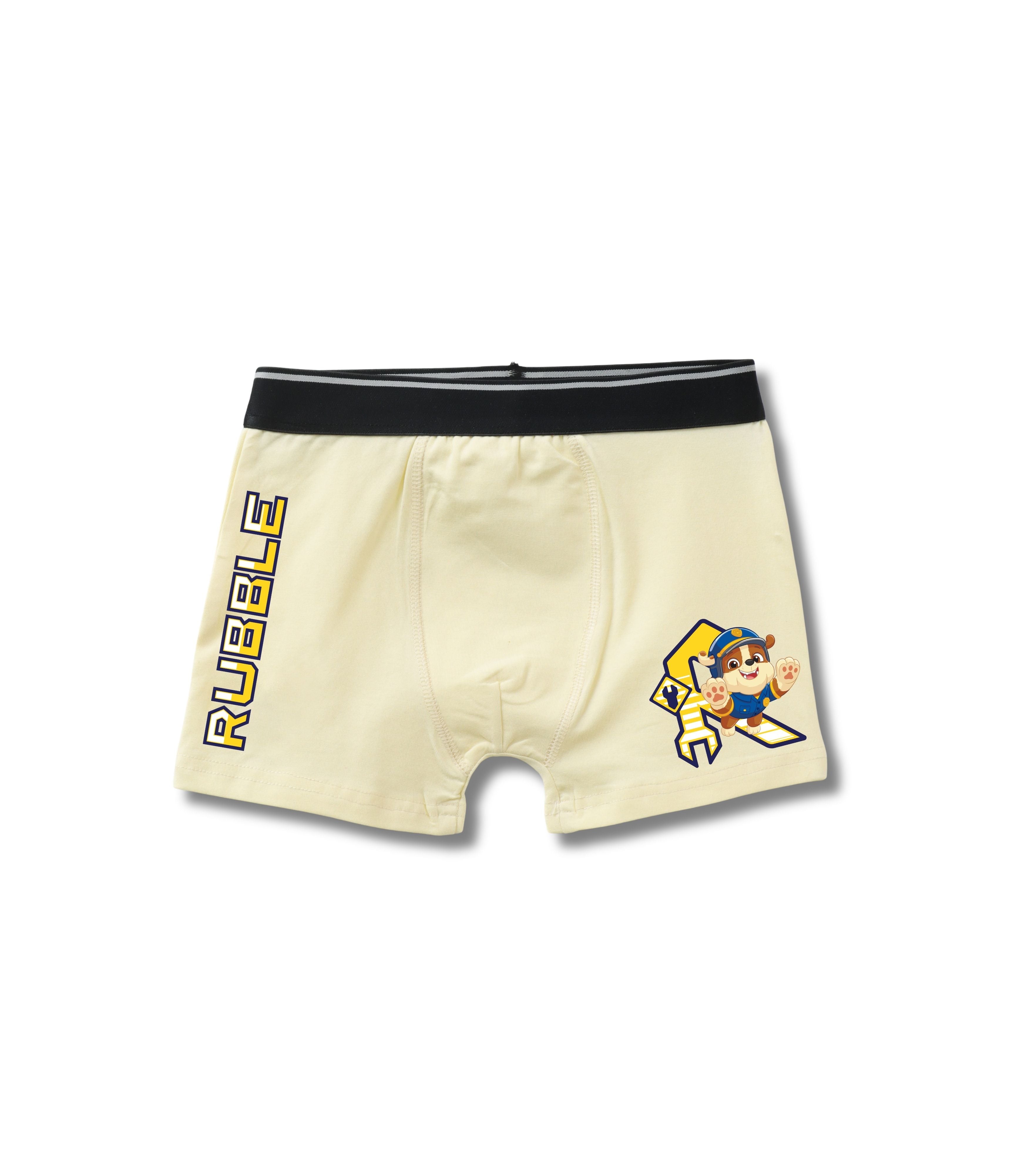 Cream Yellow Paw Patrol Rubble Rescue Action Boys Trunks