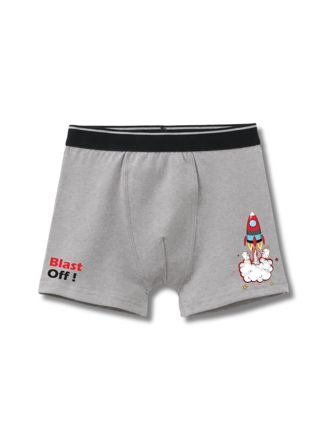 Grey Melange Rocket Blast Off Space Adventure Boys Trunks
