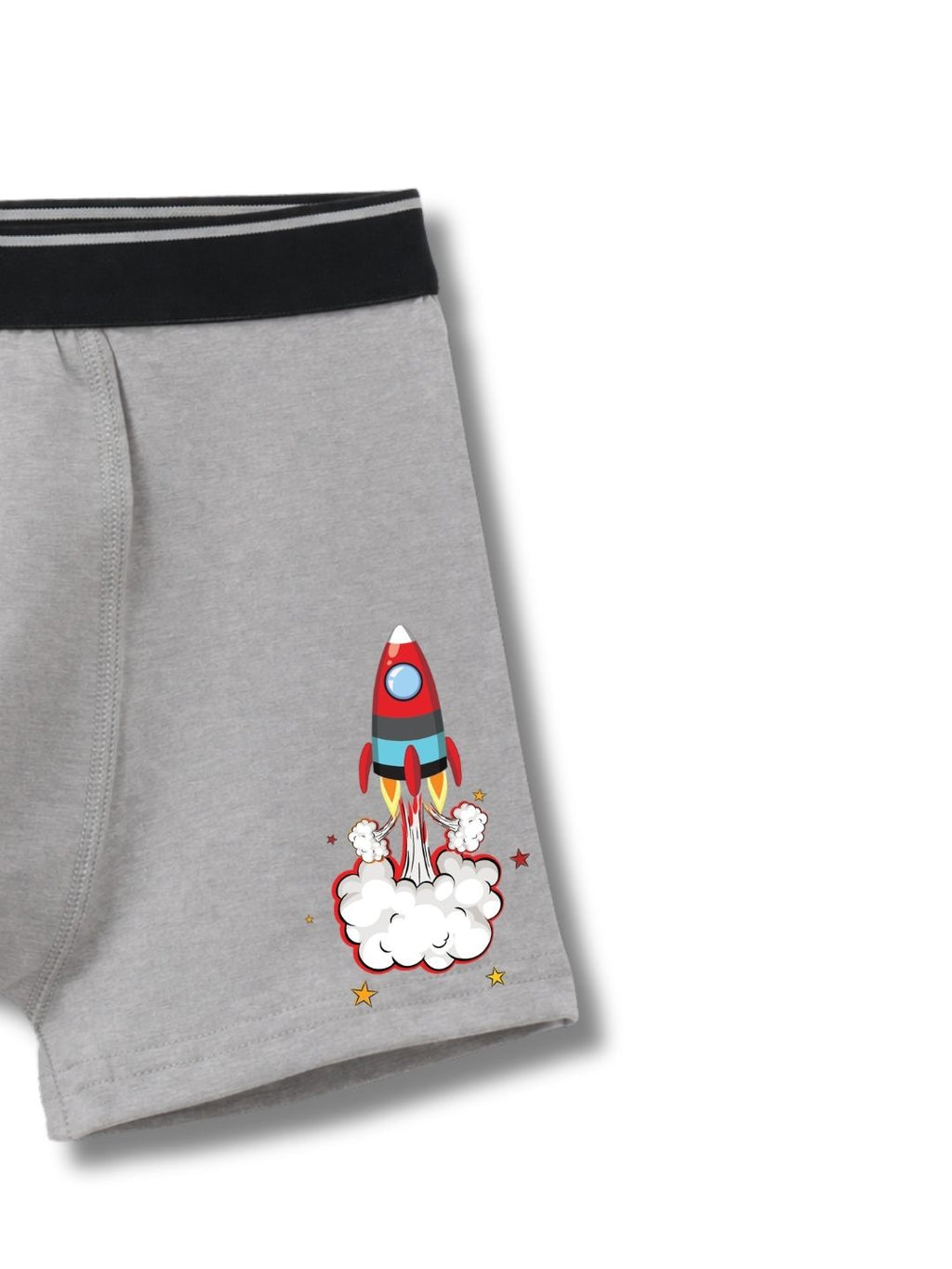 Grey Melange Rocket Blast Off Space Adventure Boys Trunks