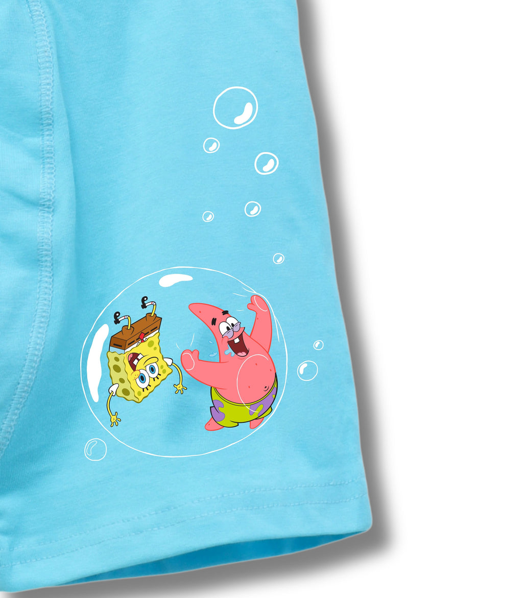 Sky Blue SpongeBob and Patrick Bubble Fun Boys Trunks