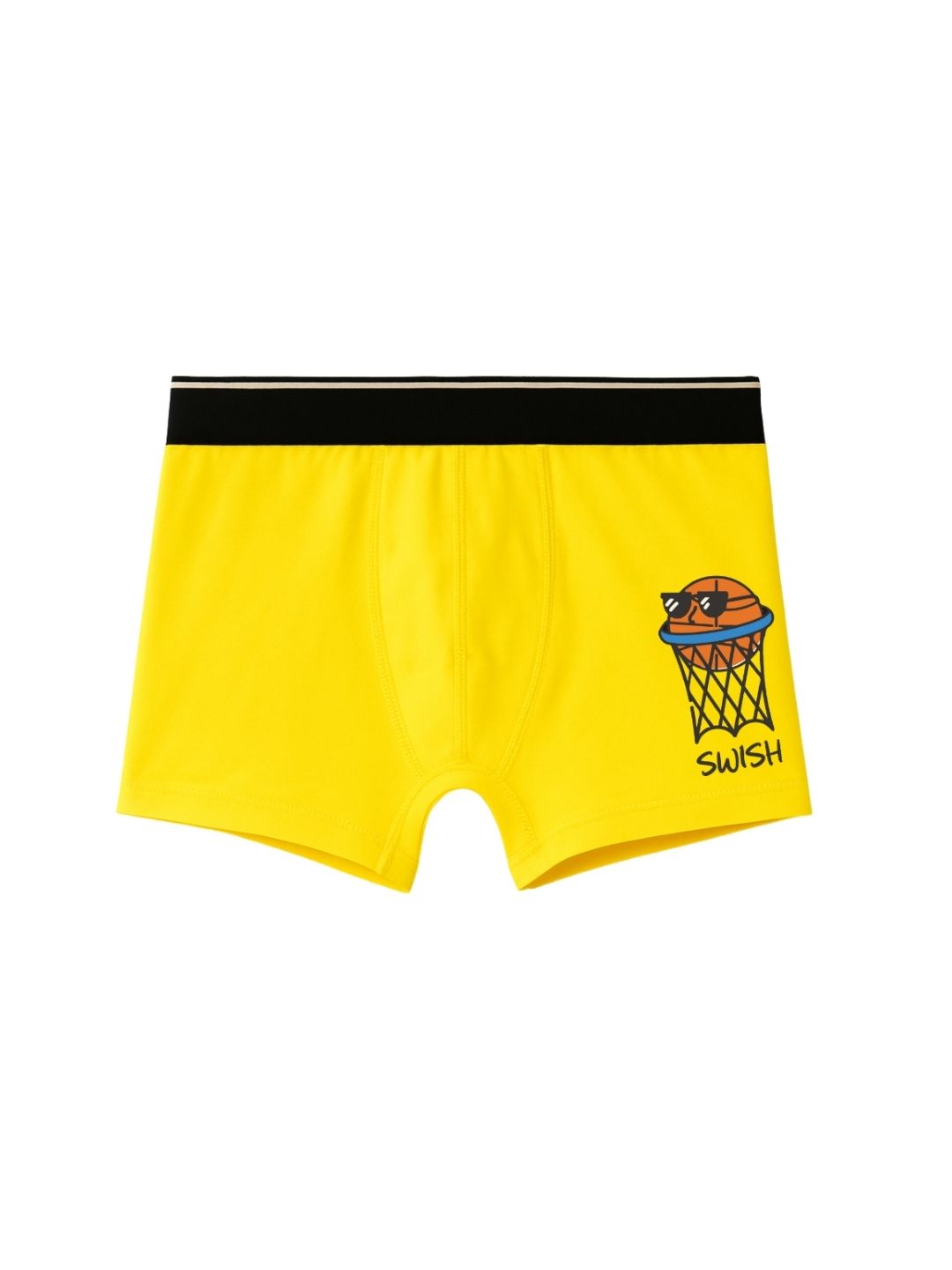 Bright Yellow Basketball Swish Slam Dunk Boys Trunks