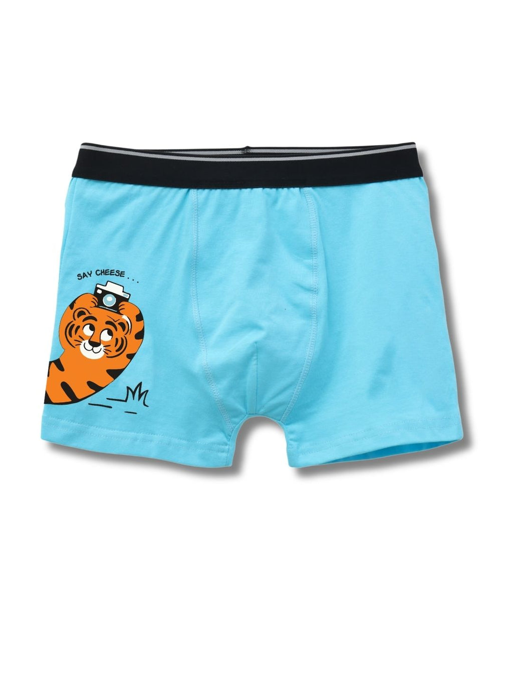 Sky Blue Cute Tiger Taking Selfie Boys Trunks
