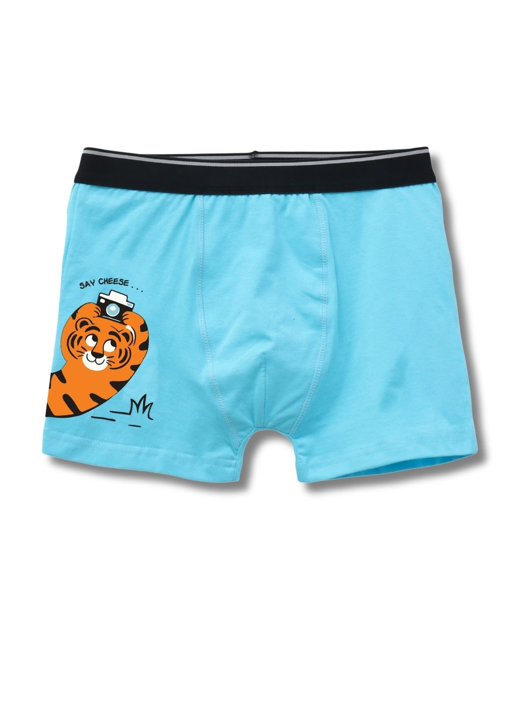 Sky Blue Cute Tiger Taking Selfie Boys Trunks