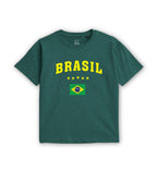 Kids Brazil Football Graphic Printed Cotton T-Shirt