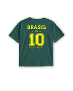 Kids Brazil Football Graphic Printed Cotton T-Shirt