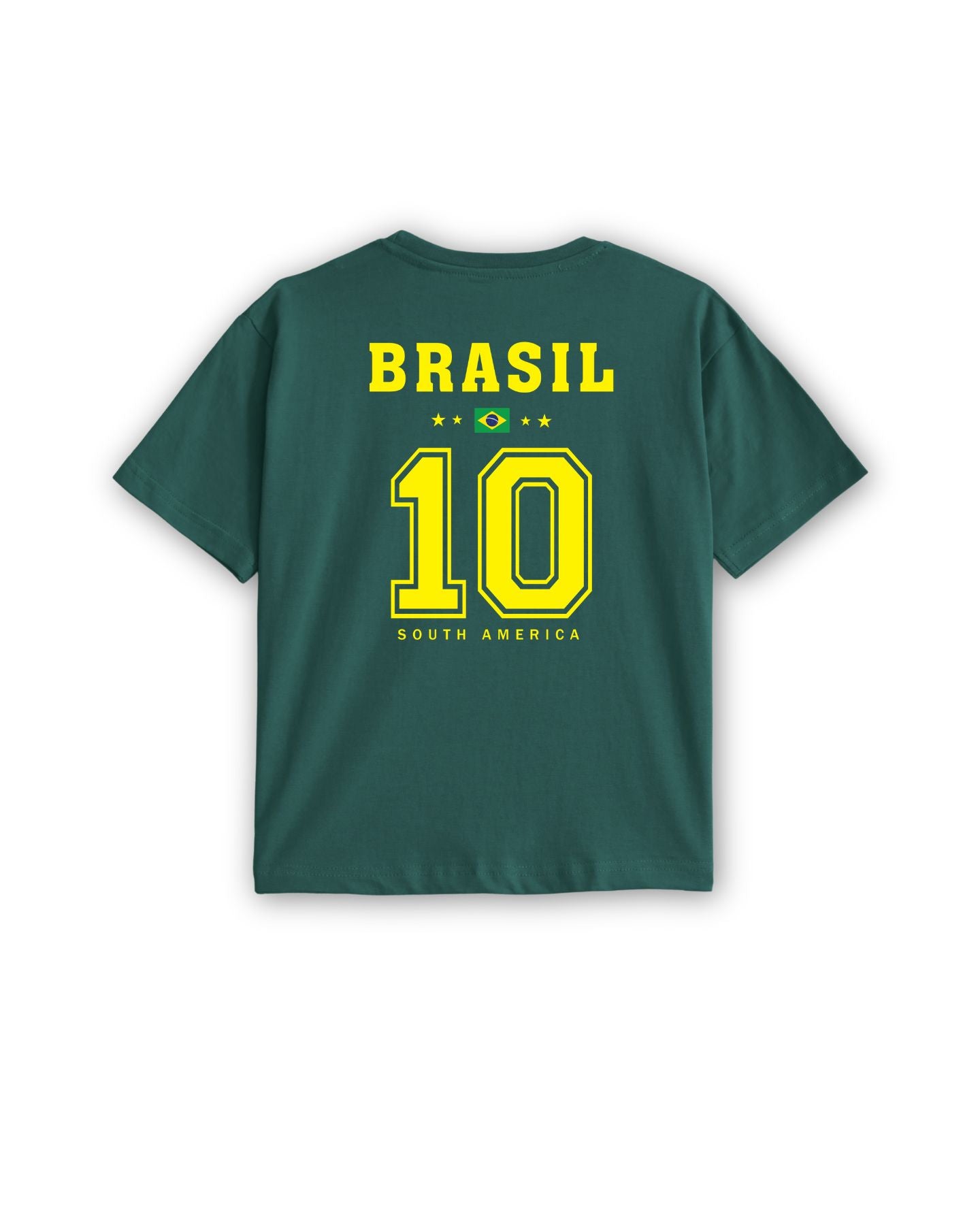 Kids Brazil Football Graphic Printed Cotton T-Shirt