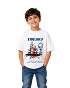 Kids England Football Graphic Printed Cotton T-Shirt
